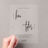 ミニマモダンリストの黒い澄んスクリプ結婚ト アクリル招待状 (インサイチュ (ポータブル))