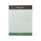 ミニマモダンリストの黒い緑のストライプ列 ノートパッド (回転)