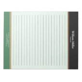 ミニマモダンリストの黒い緑のストライプ列 ノートパッド (正面)