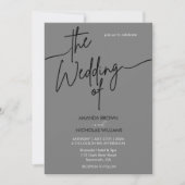 ミニマモダンリストの黒とグレー結婚ズ 招待状 (正面)