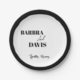 ミニマモダンリストの黒と白の名はっきりした前 ペーパープレート