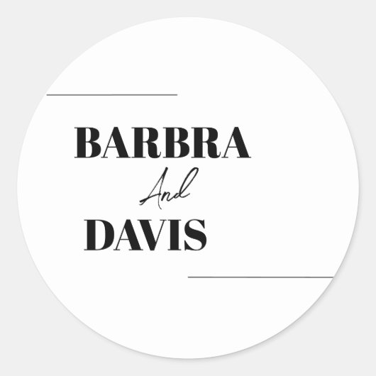 ミニマモダンリストの黒と白の名はっきりした前 ラウンドシール (正面)