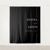 ミニマモダンリストの黒と白結婚の背景 タペストリー (正面)