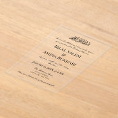 ミニマモダンリストの黒イスラーム結婚ズ アクリル招待状 (レイダウン)