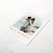 ミニマモダンリストのarch photo save date 箔招待状 (回転した状態)