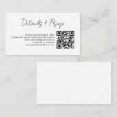 ミニマモダンリストのQRコー結婚ドRSVP詳細 エンクロージャーカード (正面/裏面)