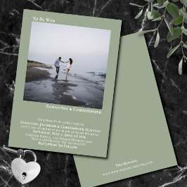 ミニマモダンリストのSage Greenシンプルフォト結婚ズ 招待状