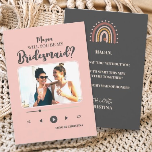 ミニマモダンリストのSong Photo Bridesmaidの提案 招待状