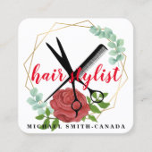 ミニマモダンリストはさみブランディング美容師S スクエア名刺 (正面)