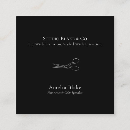 ミニマモダンリストはさみ美容師 スクエア名刺 (正面)