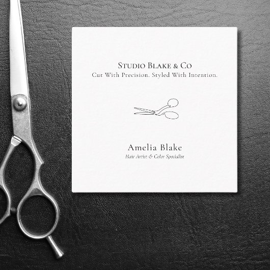 ミニマモダンリストはさみ美容師 スクエア名刺