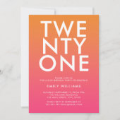 ミニマモダンリストはっきりしたタイポグラフィピンクオレンジ 招待状 (正面)