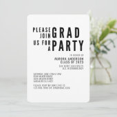 ミニマモダンリストはっきりしたタイポグラフィ卒業パーティー 招待状 (スタンド正面)