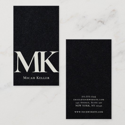 ミニマモダンリストはっきりしたモノグラム白黒 名刺 (正面/裏面)