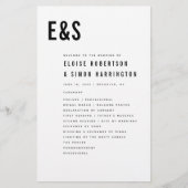 ミニマモダンリストはっきりしたモノグラム結婚式 プログラム (正面)