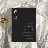 ミニマモダンリストはっきりした・モノグ結婚ラム 招待状