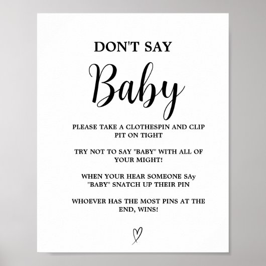 ミニマモダンリストはベビーの赤ちゃんシャワーのゲームを言わない ポスター (正面)