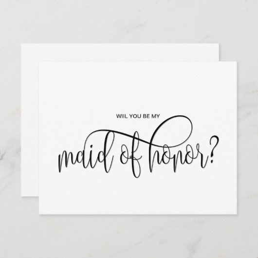 ミニマモダンリストは私のメイド・オブ・オーナー（花嫁付き添い人）だ 招待状 (正面/裏面)