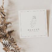 ミニマモダンリストアイボリー/オリーブサロン スクエア名刺