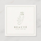 ミニマモダンリストアイボリー/オリーブサロン スクエア名刺 (正面)