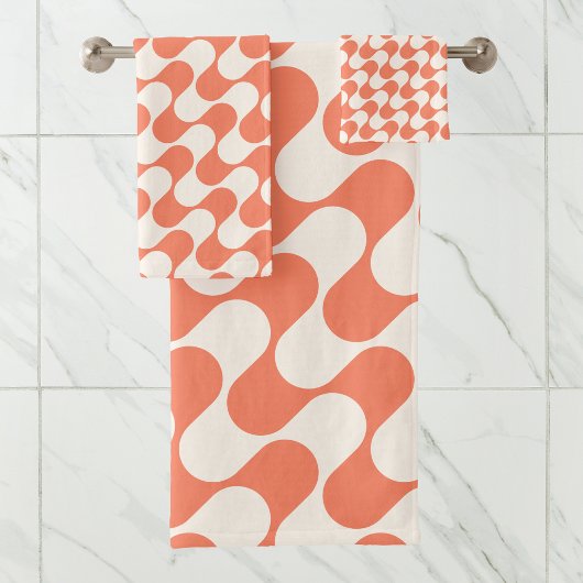 ミニマモダンリストアイボリー&オレンジボスタイリッシュホ バスタオルセット