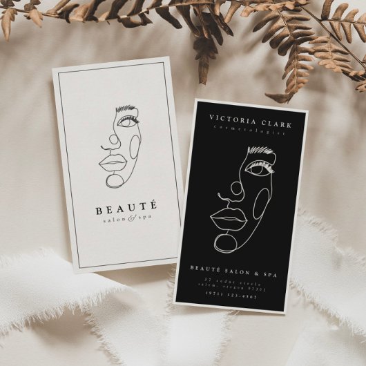 ミニマモダンリストアイボリー/ブラックサロンとスパ 名刺