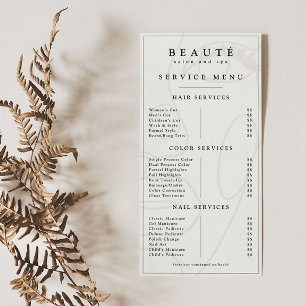 ミニマモダンリストアイボリー/ブラックサロン/スパメニュー