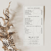 ミニマモダンリストアイボリー/ブラックサロン/スパメニュー