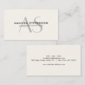 ミニマモダンリストアイボリー/黒モノグラムの 名刺 (正面/裏面)