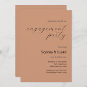 ミニマモダンリストアンティークブラス婚約パーティ 招待状 (正面/裏面)