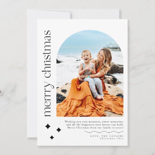 ミニマモダンリストアーチフォトファミリークリスマスカード シーズンカード (正面)