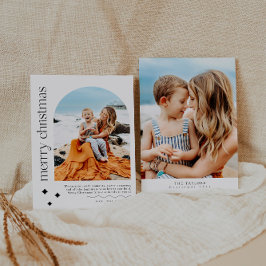 ミニマモダンリストアーチフォトファミリークリスマスカード シーズンカード
