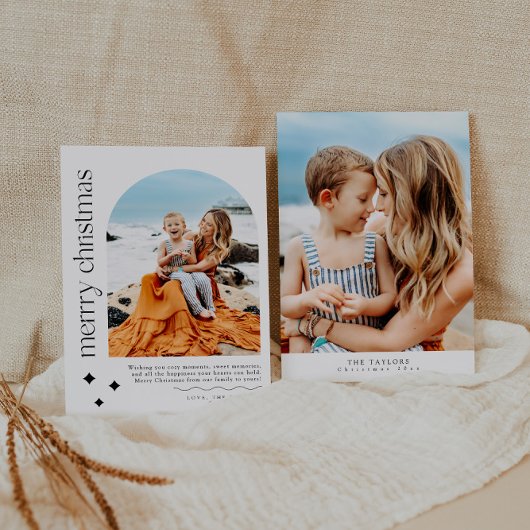 ミニマモダンリストアーチフォトファミリークリスマスカード シーズンカード