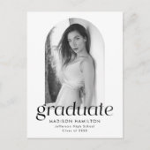 ミニマモダンリストアーチフォト卒業パーティー インビテーションポストカード (正面)