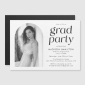 ミニマモダンリストアーチフォト卒業パーティー マグネット招待状 (正面/裏面)