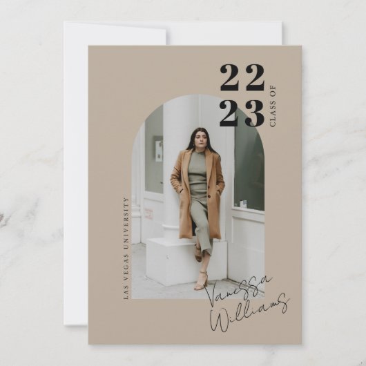 ミニマモダンリストアーチフォト卒業パーティー 招待状 (正面)