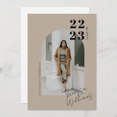 ミニマモダンリストアーチフォト卒業パーティー 招待状 (正面/裏面)