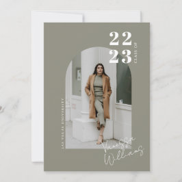 ミニマモダンリストアーチフォト卒業パーティー 招待状