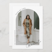 ミニマモダンリストアーチフォト卒業パーティー 招待状 (正面/裏面)