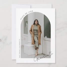 ミニマモダンリストアーチフォト卒業パーティー 招待状