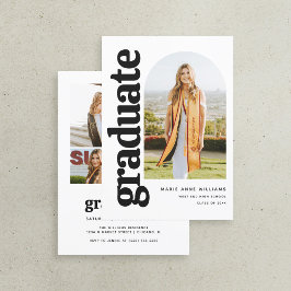 ミニマモダンリストアーチフォト卒業パーティー 招待状