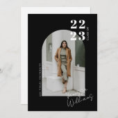 ミニマモダンリストアーチフォト卒業パーティー 招待状 (正面/裏面)