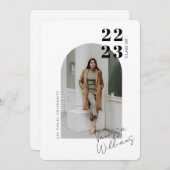 ミニマモダンリストアーチフォト卒業パーティー 招待状 (正面/裏面)