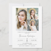 ミニマモダンリストアーチフォト卒業パーティー 招待状 (裏面)