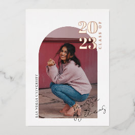 ミニマモダンリストアーチフォト卒業パーティー 箔招待状