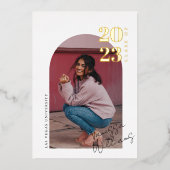 ミニマモダンリストアーチフォト卒業パーティー 箔招待状 (正面)