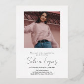 ミニマモダンリストアーチフォト卒業パーティー 箔招待状 (裏面)