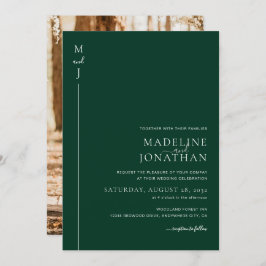 ミニマモダンリストイニシャルグリーンフォト結婚ズ 招待状