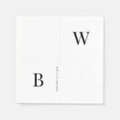 ミニマモダンリストイニシャルズ結婚ナプキン スタンダードカクテルナプキン (正面)