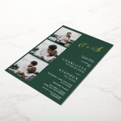 ミニマモダンリストイニシャルフォトグリーン金ゴールド箔 箔招待状 (回転した状態)